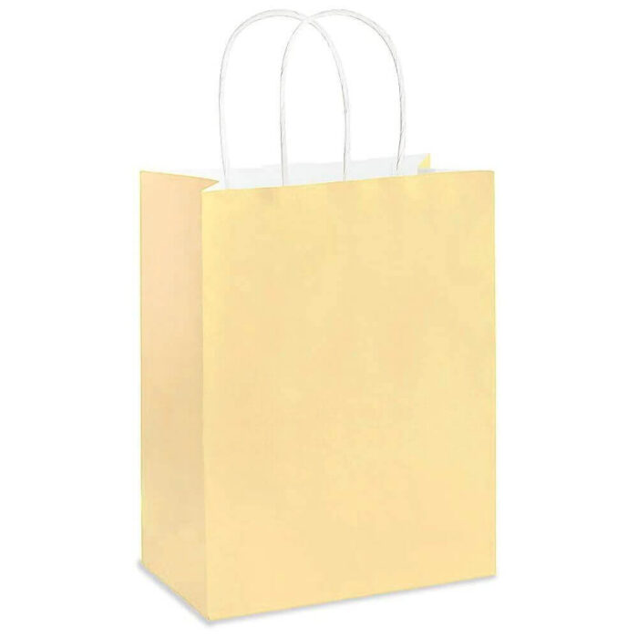 Set 100 Pungi de Hartie cu Maner, 32x12x40 cm, 90 g/m², Crem - imagine 1