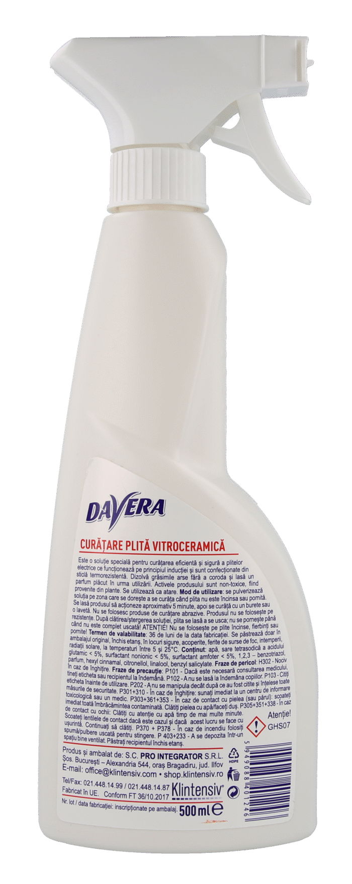 Solutie plita vitroceramica DAVERA Klintensiv la 500 ml - imagine 2
