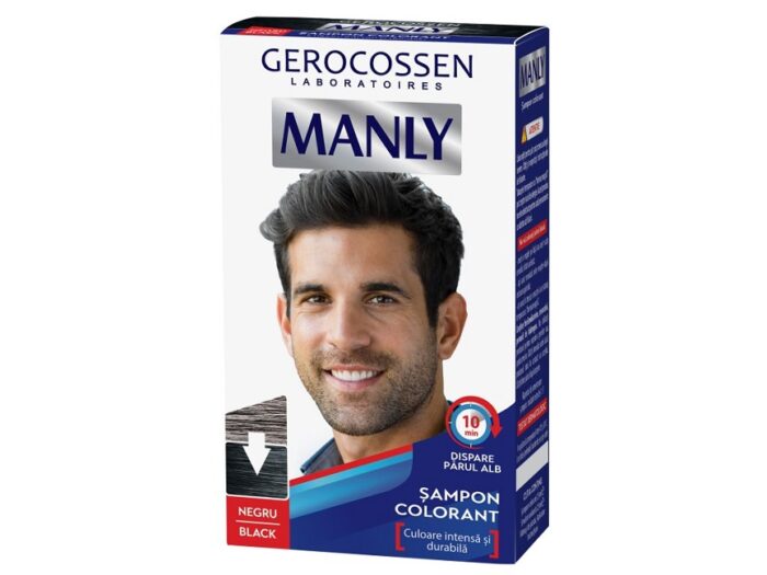 Sampon colorant pentru barbati - Negru - Manly 25 ml - imagine 1