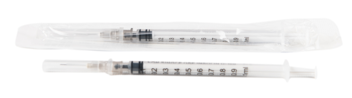 Seringa 1ml (100UI insulina), sterila, de unica folosinta, Germanmed, din 3 parti, cu ac - imagine 1