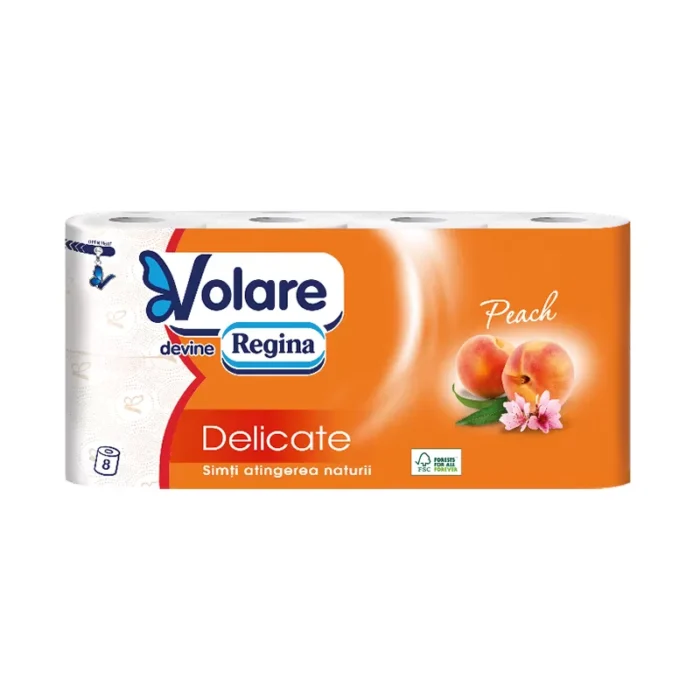 Hartie igienica Volare Delicate piersica 8 role/set - imagine 1