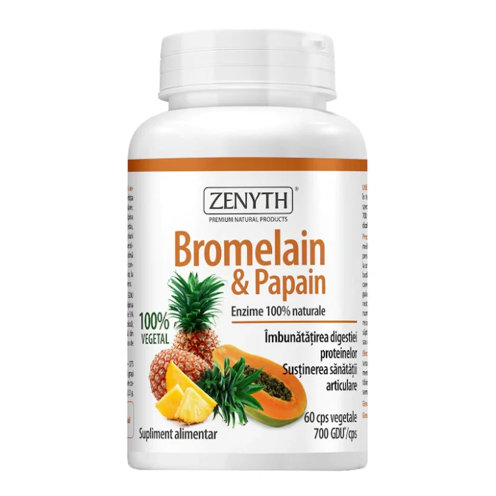 Supliment alimentar Enzime digestive Bromelain & Papain, Zenyth, 60 capsule - imagine 1