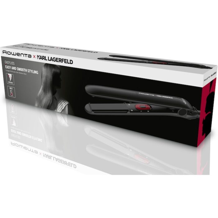 Placa de indreptat parul Rowenta EasyLiss Karl Lagerfeld SF161LF0, Ceramic Tourmaline, 200 °C, placi inteligente, functie Straight & Curl, incalzire rapida, cablu 1.8m, negru&rosu - imagine 5