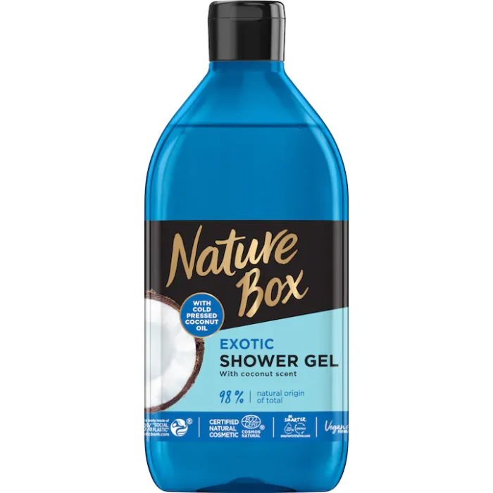 Gel de dus Nature Box cu ulei de cocos 100% presat la rece, vegan, 385 ml - imagine 1