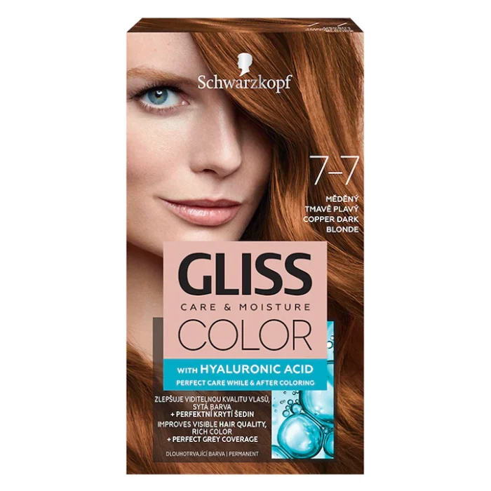 Vopsea de par permanenta Gliss Color 7-7 Blond Inchis Roscat, 143 ml - imagine 1