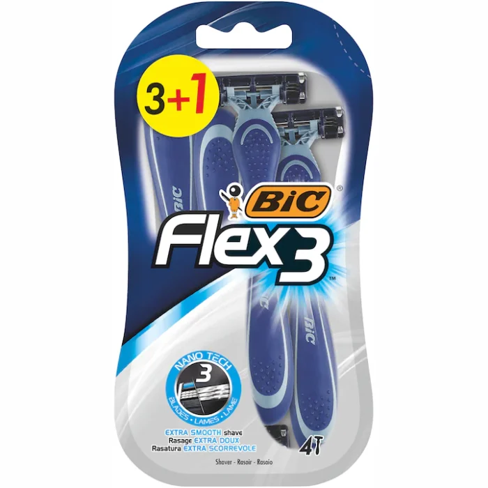 Aparat de ras BIC Flex3, Barbati, 4 buc - imagine 1