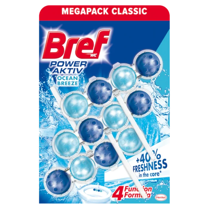 Odorizant Toaleta Bref Power Aktiv Ocean, 3X50 g - imagine 1