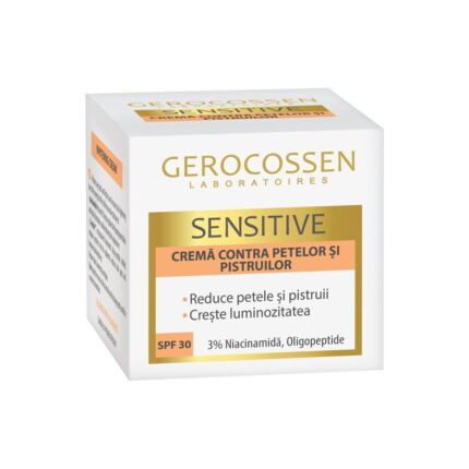 Crema contra petelor si pistruilor SPF 30 cu Niacinamida, Oligopeptida, Sensitive 50 ml Gerocossen