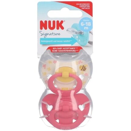 Set de 2 bucati de suzete NUK Signature, silicon, Forma Ordodintica, 6-18 luni
