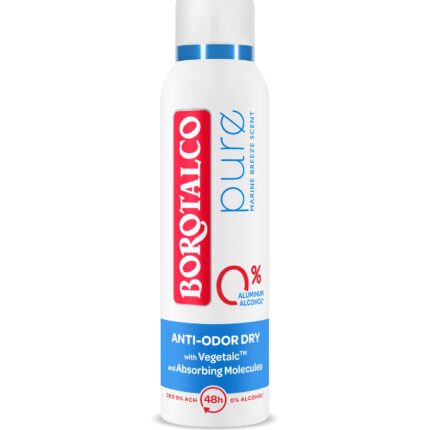 Deodorant Spray Borotalco Pure Blue, 0% saruri de aluminiu, 150 ml