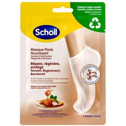 Sosete-masca hidratanta pentru picioare Scholl 20 minute imbogatit cu Miere si Ulei de Migdale 1 pereche