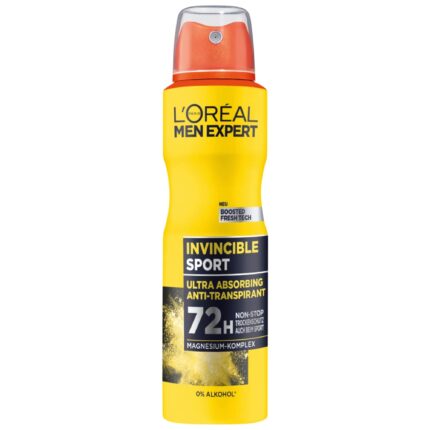 Deodorant spray anti-transpirant L'Oreal Paris Men Expert, Invincible Sport, pana la 72h Deo-Protection, 150 ml