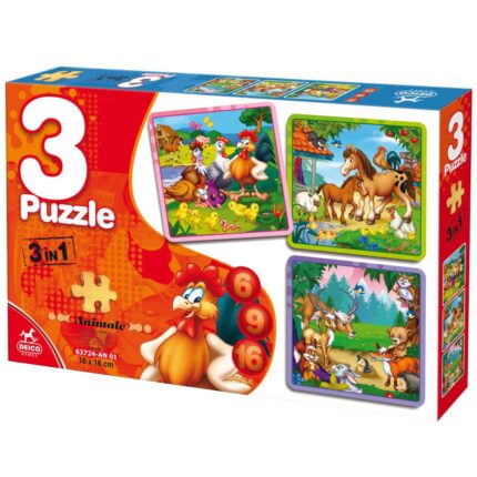 Set 3 Puzzle Deico Games Animale, 6,9,16 piese