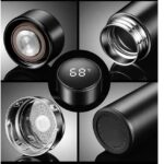 Termos, cu afisaj Led cu ecran tactil, indicator de temperatura, otel inoxidabil, sticla inteligenta, pentru cald sau rece, 500ml, Negru – imagine 2