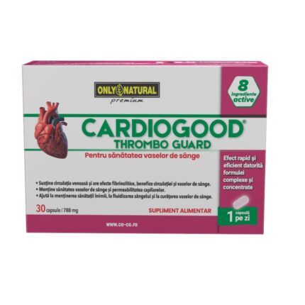 Capsule pentru sanatatea vaselor de sange, CardioGood ThromboGuard, 30 capsule x 788mg, Only Natural