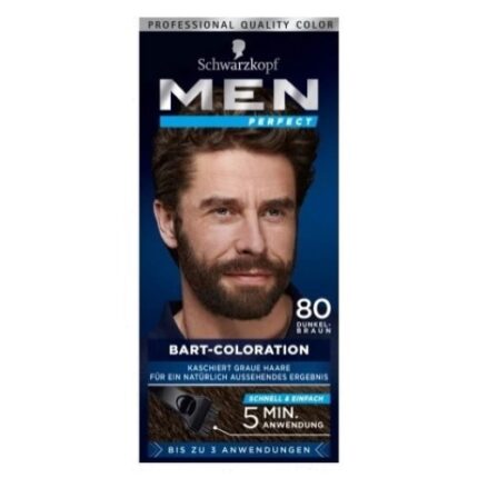 Vopsea pentru barba, Schwarzkopf, Men Perfect, Nuanta 80, Fara amoniac, Negru, 30ml