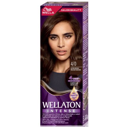 Vopsea de par permanenta Wellaton Saten mediu 4/0, 110ml – imagine 2