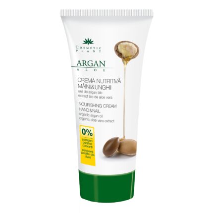 Crema nutritiva pentru maini si unghii Cosmetic Plant cu ulei de argan bio si extract bio de aloe vera, 100 ml