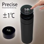 Termos, cu afisaj Led cu ecran tactil, indicator de temperatura, otel inoxidabil, sticla inteligenta, pentru cald sau rece, 500ml, Negru – imagine 3