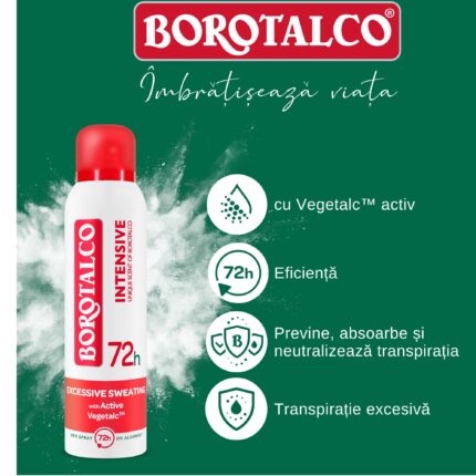 Deodorant Spray Antiperspirant Borotalco Intensive, 150 ml – imagine 2