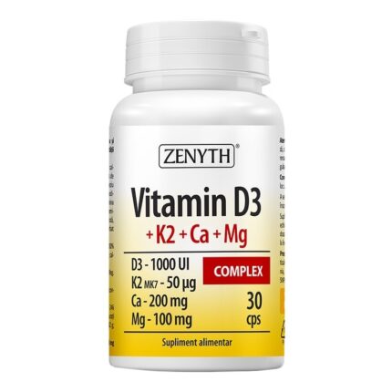 Supliment alimentar Vitamin D3+K2+Ca+Mg Complex, Zenyth, 30 capsule