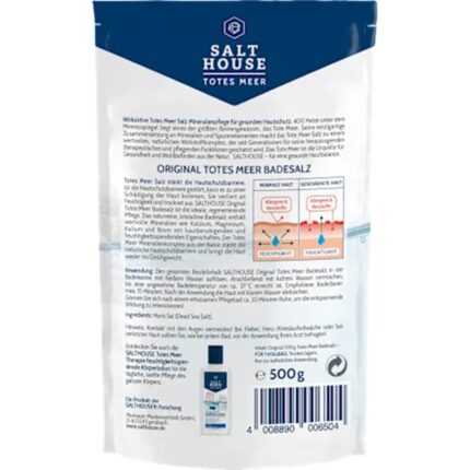 Sare de baie pura de la Marea Moarta pentru pielea iritata, uscata sau cu probleme, 500 g, Salthouse – imagine 2