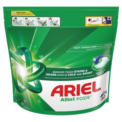 Detergent automat de rufe, Ariel All in One Pods Mountain Spring, capsule, 65buc