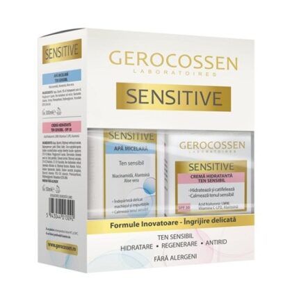 Set crema hidratantă pentru ten sensibil SPF 30 50 ml și apă micelară 300 ml, Gerocossen