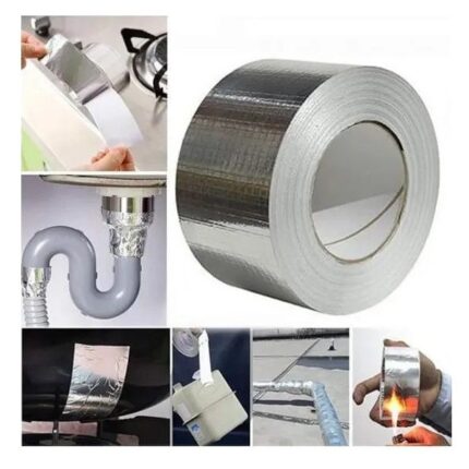 Banda adeziva izolatoare din aluminiu, pentru etansare, reparatii, izolare termica, uz general dimenziuni 4.8 cm x 100 Metri – imagine 2