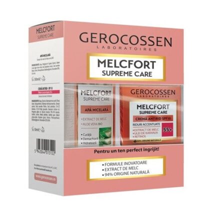 Set Melcfort Supreme Care Crema antirid SPF 10 50 ml si Apa micelara 300 ml, pentru ten normal, 55+