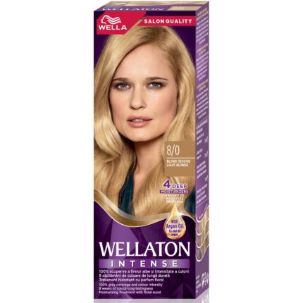 Vopsea de par permanenta Wellaton Blond deschis 8/0, 110ml – imagine 2